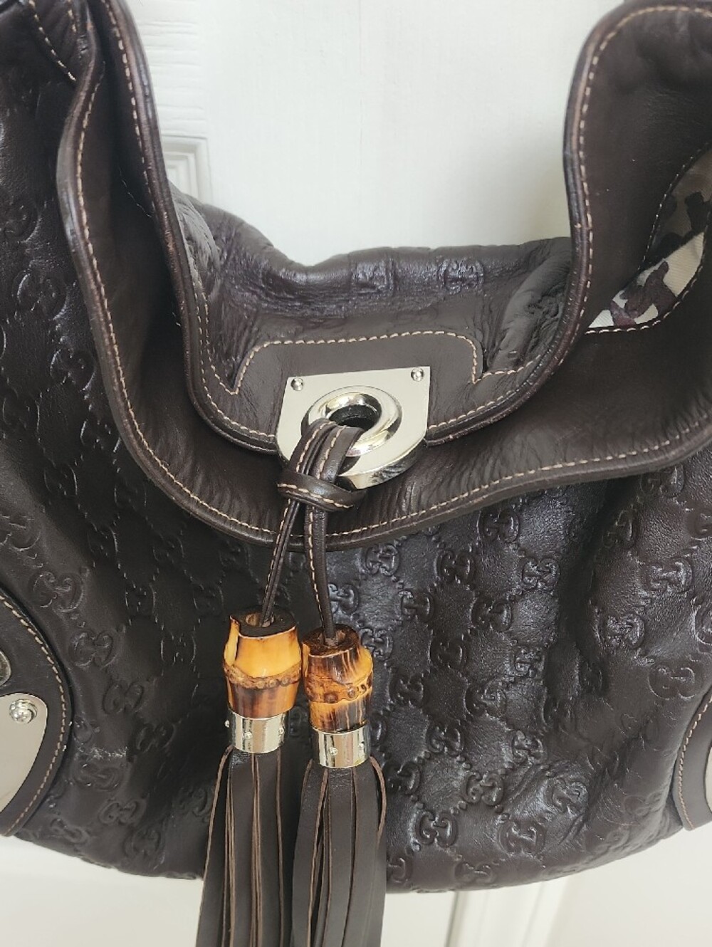 Gucci Babouska Indy Hobo Bag Dark Brown Guccissima Leather AUTHENTIC - Picture 3 of 16